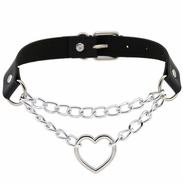 Gothic choker goth girls vegan leather collar punk chokers harajuku emo  necklace dark fashion halloween accessories