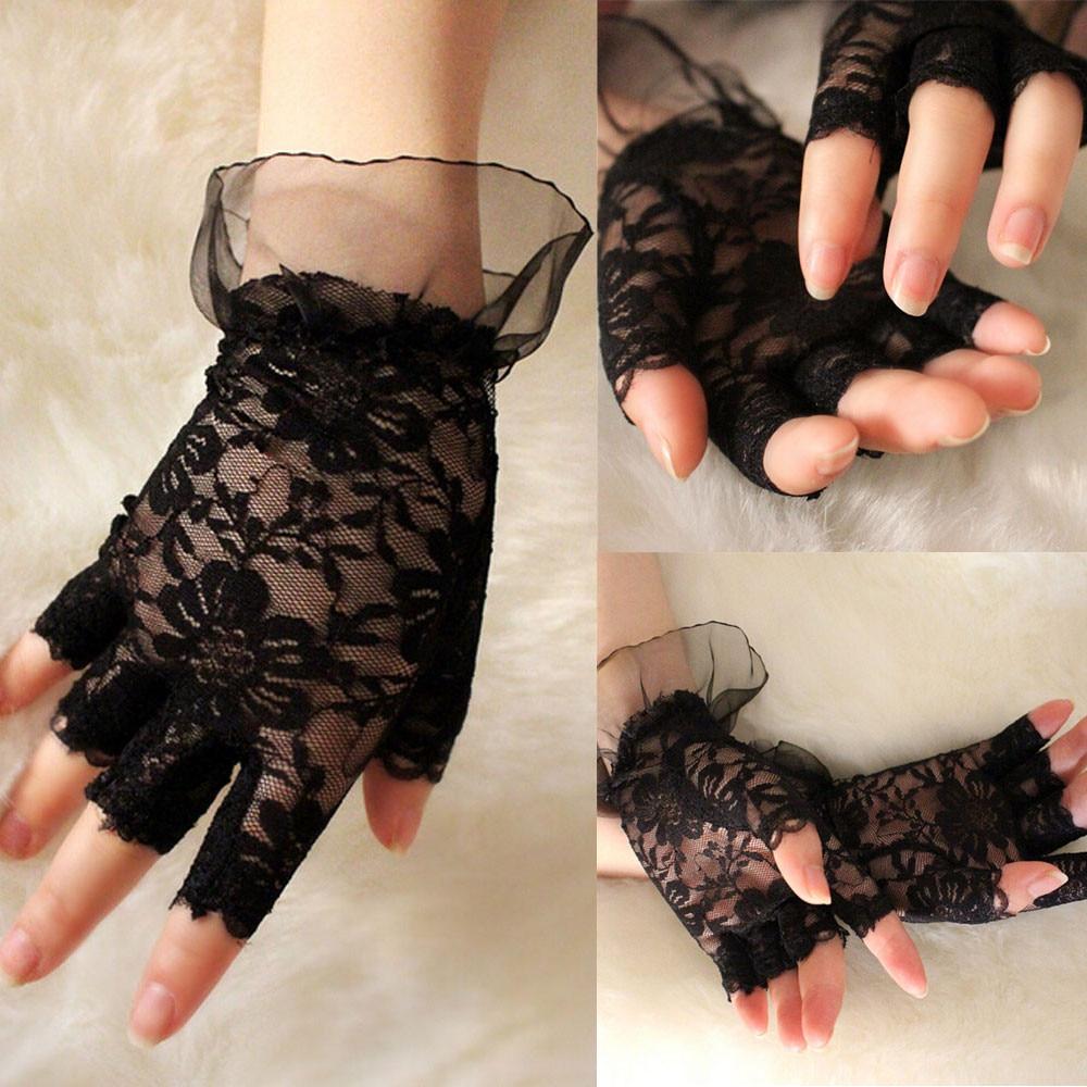 Elegant Gothic Accessory Lace Gloves With Cuff Split Design