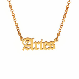 Gothic Font Zodiac Necklace