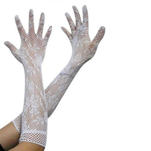 Elegant Lace Elbow Length Fishnet Gloves