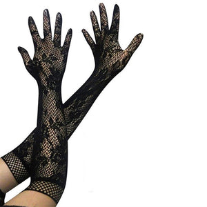 Elegant Lace Elbow Length Fishnet Gloves