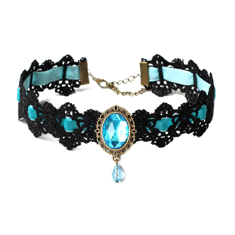 Vintage Lace Gothic Rhinestone Choker