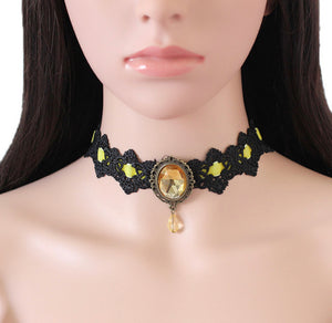 Vintage Lace Gothic Rhinestone Choker