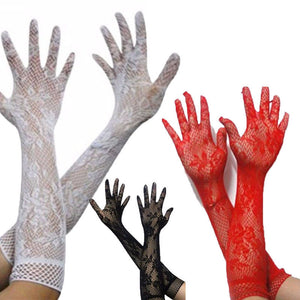 Elegant Lace Elbow Length Fishnet Gloves