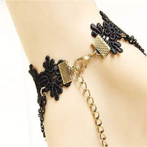 Gothic Chain Lace and Heart Bracelet