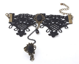 Gothic Vintage Lace Bracelet and Ring Accessory
