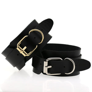 Gothic Black Leather Heart Buckle Wristband