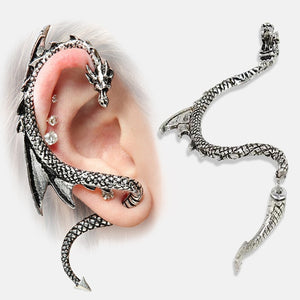 Gothic Flying Dragon Cuff Earrings