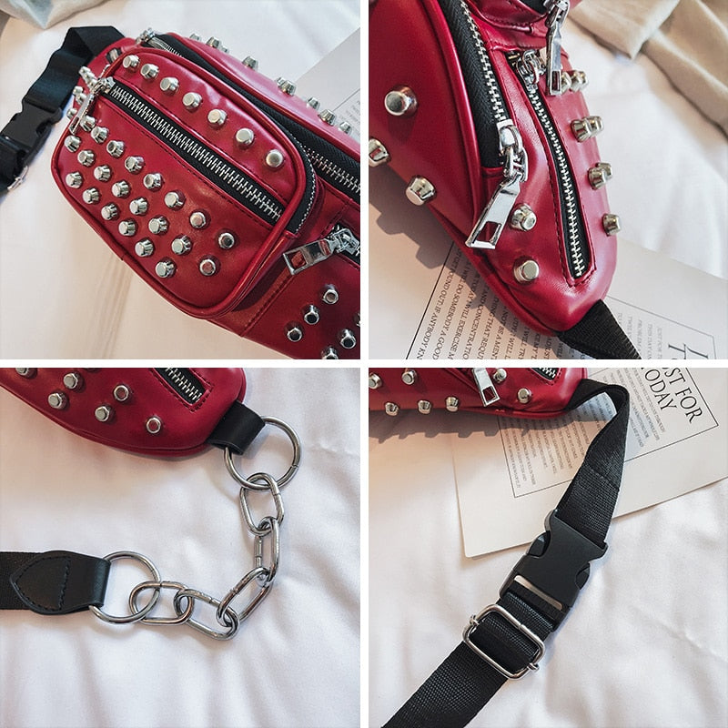 Punk Goth Rivet Fanny Pack