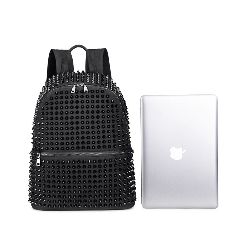 black rivet leather canvas backpack Black Rivet Backpack – Gothic Girl Boutique