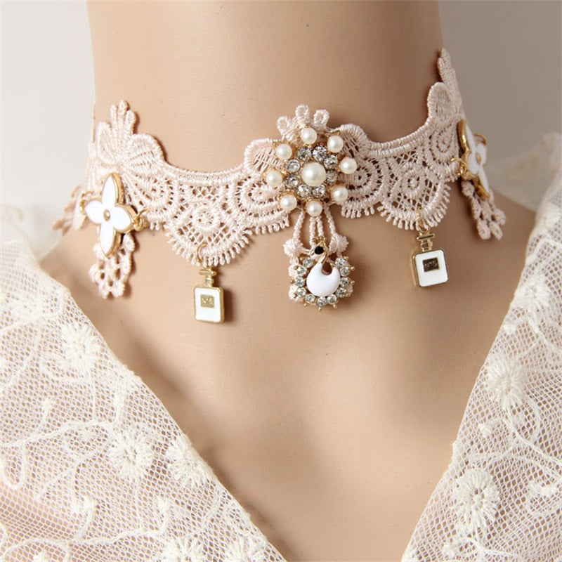 Vintage Pink Lace Party Choker