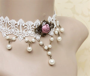 Elegant Vintage Rose Lace Choker