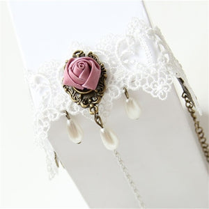 Vintage Pink Rose Bracelet and Ring