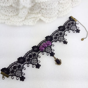 Vintage Lace Purple Rose Gothic Choker