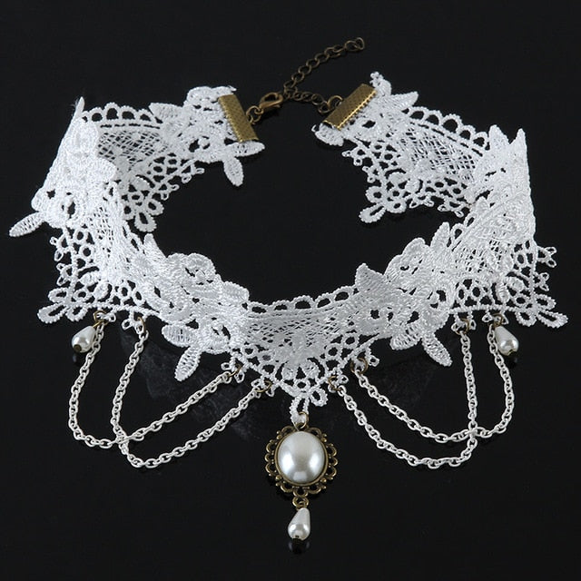 Victorian Vintage White Lace Choker