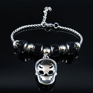 Gothic Skull and Bead Bracelet