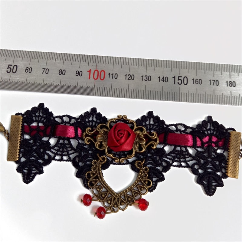 Gothic Vintage Lace Rose Bracelet