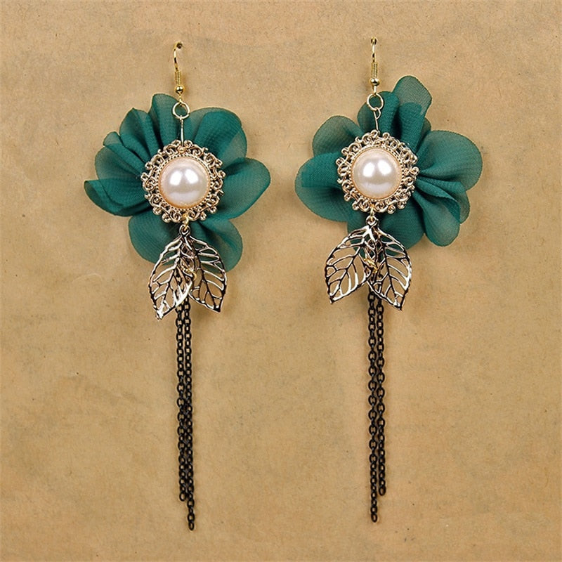 Vintage Green Flower Earrings