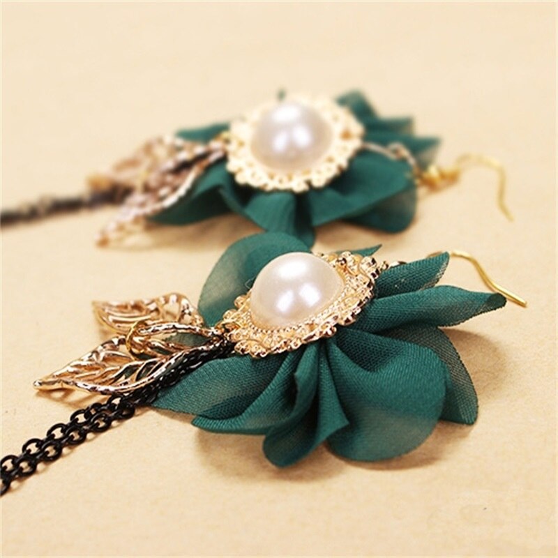 Vintage Green Flower Earrings