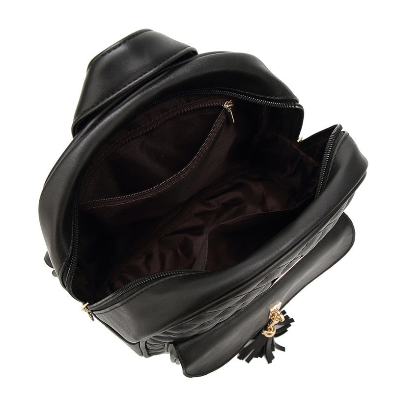 Black Tassel Mini Backpack Set