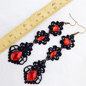 Gothic Red Jewel Drop Earrings