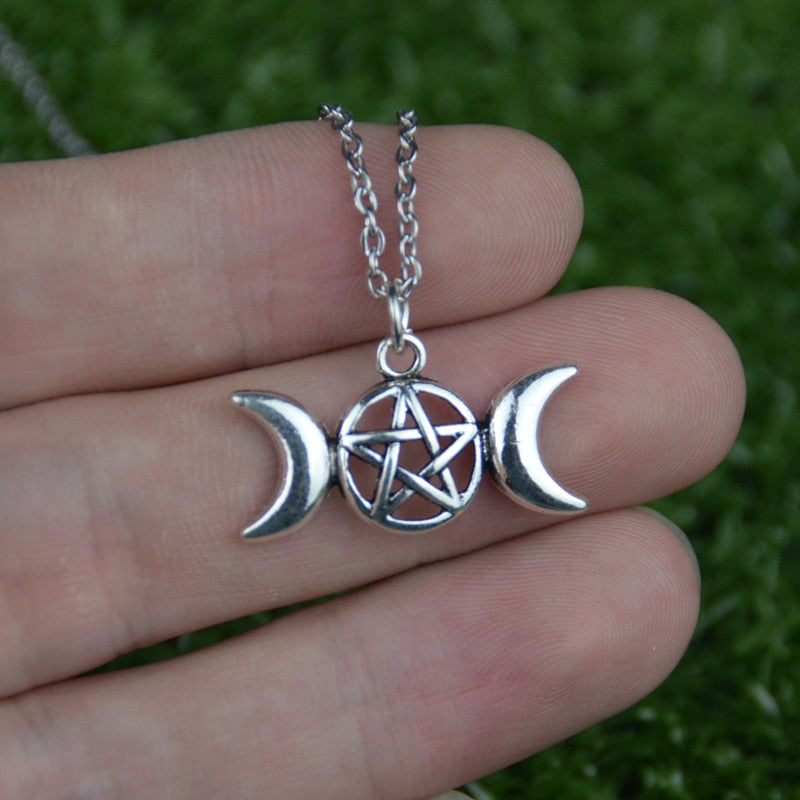 Triple Moon Pentacle Necklace