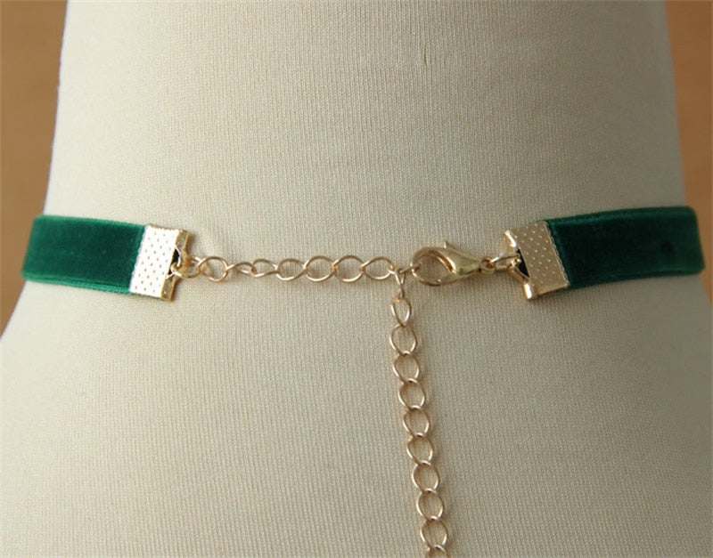 Green Ribbon Cherry Pendant Choker