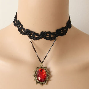 Red Drop Pendant Choker