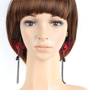 Red Rose Butterfly Earrings