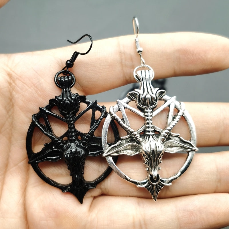 Retro Pentagram Goat Earrings