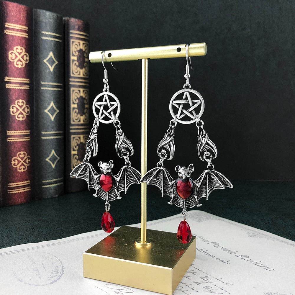 Gothic Bat Drop Earrings