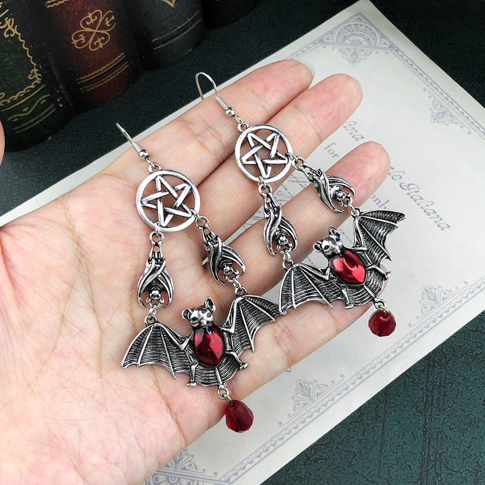 Gothic Bat Drop Earrings