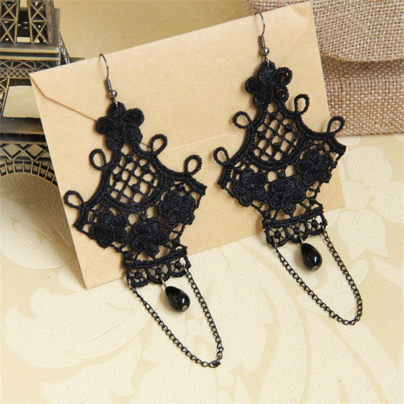 Vintage Vampire Black Tassel Earrings