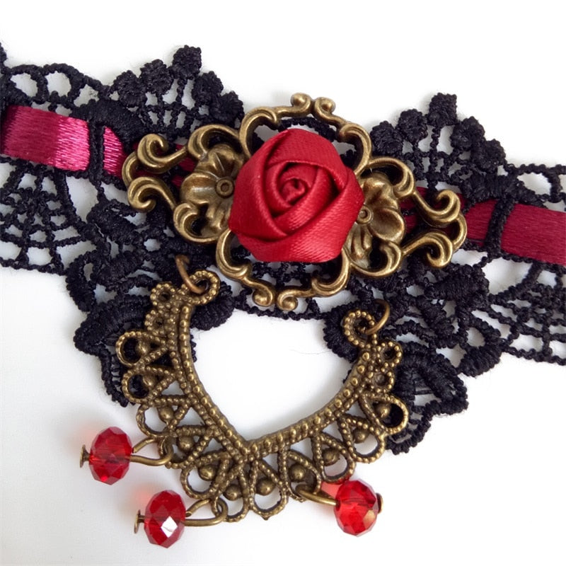Gothic Vintage Lace Rose Bracelet
