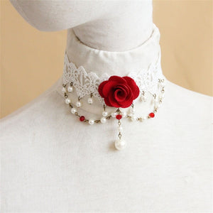 Red Rose Vintage Lace Choker