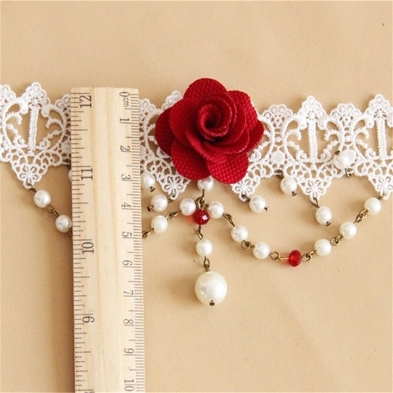 Red Rose Vintage Lace Choker