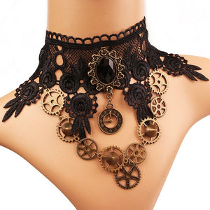 Gothic Statement Gear Chain Choker Necklace