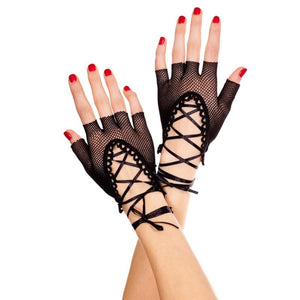 Gothic Lace Tie Up Fingerless Gloves