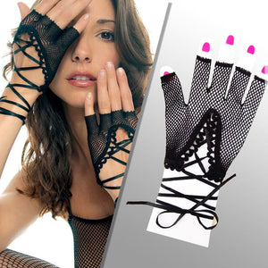 Gothic Lace Tie Up Fingerless Gloves