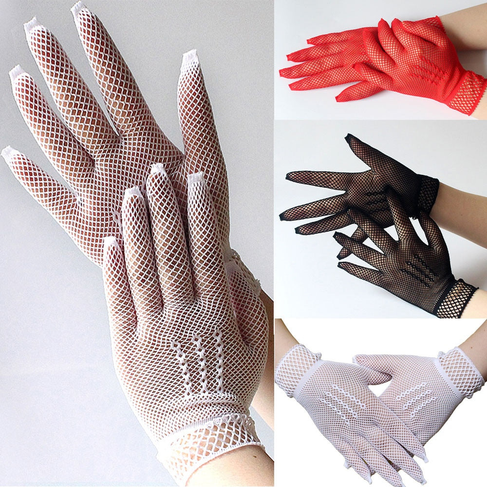 Wrist Length Fishnet Gloves