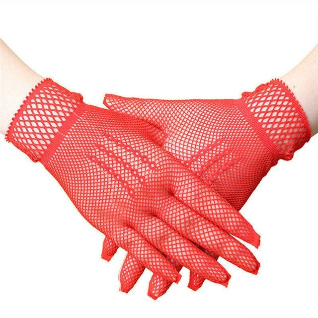 Wrist Length Fishnet Gloves